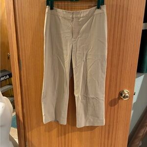 Beige Wide-Leg Capri Pants